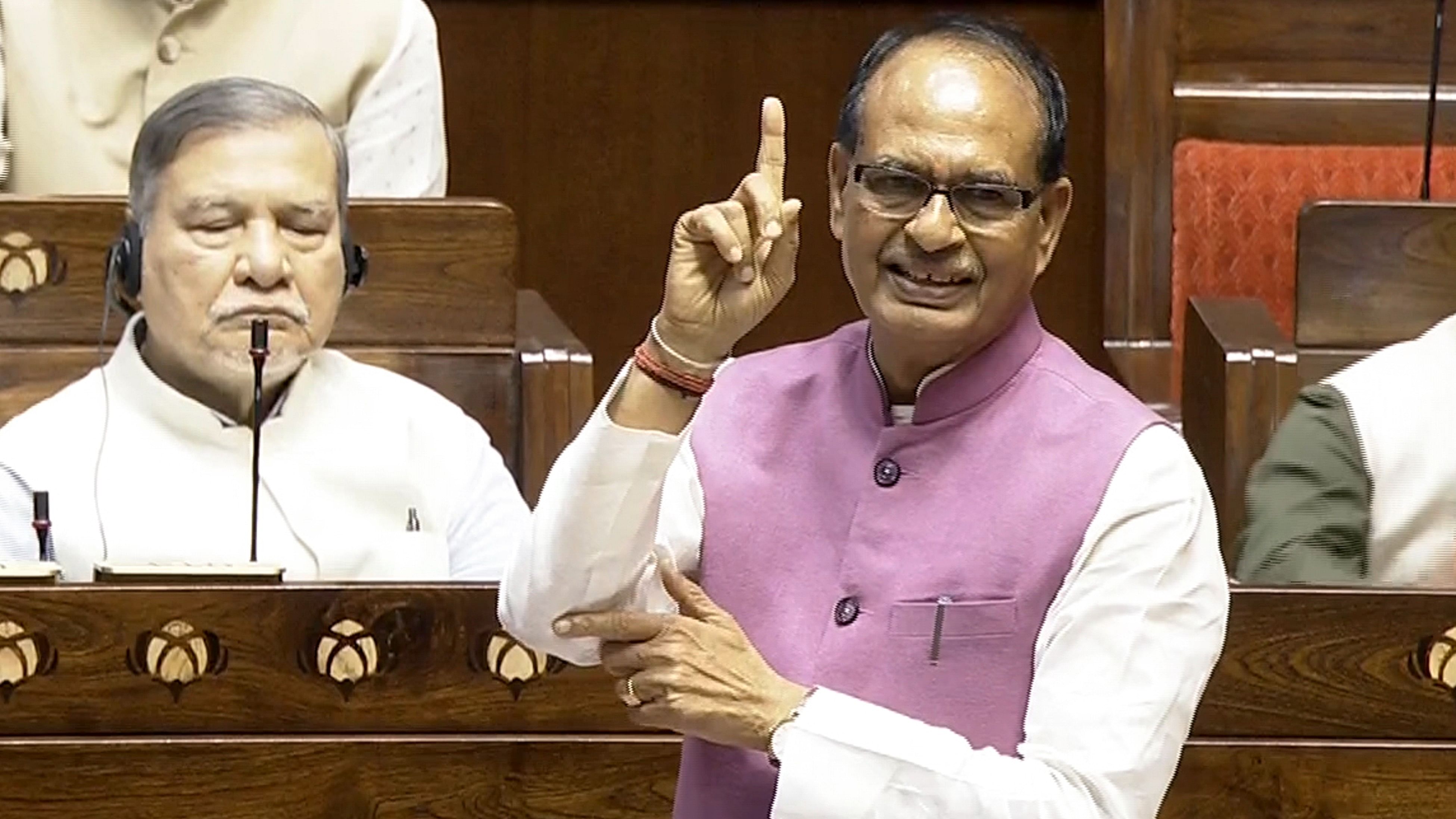 <div class="paragraphs"><p>Union Minister Shivraj Singh Chouhan speaks in the Rajya Sabha during the Monsoon session of Parliament, in New Delhi, Friday.</p></div>